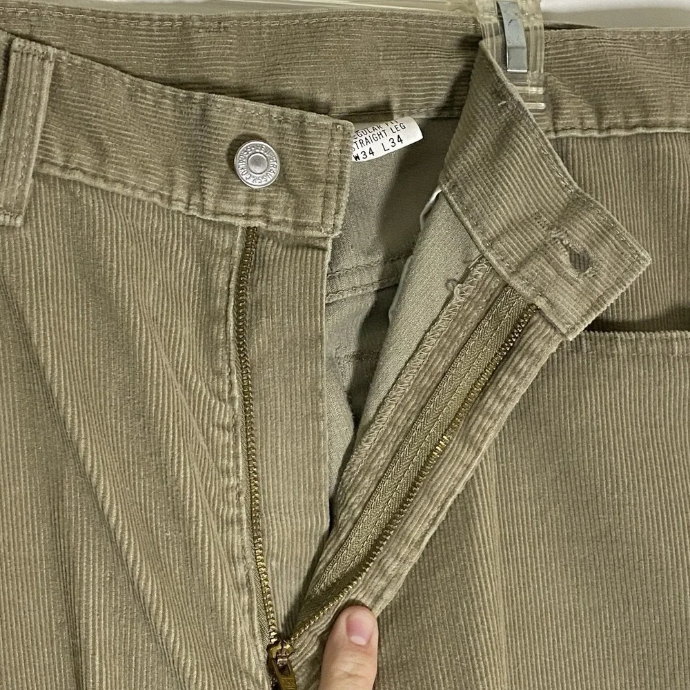 Vintage Levis 505 Jeans Mens 34x34 Brown Corduroy Reg Fit Straight Leg Preppy 90